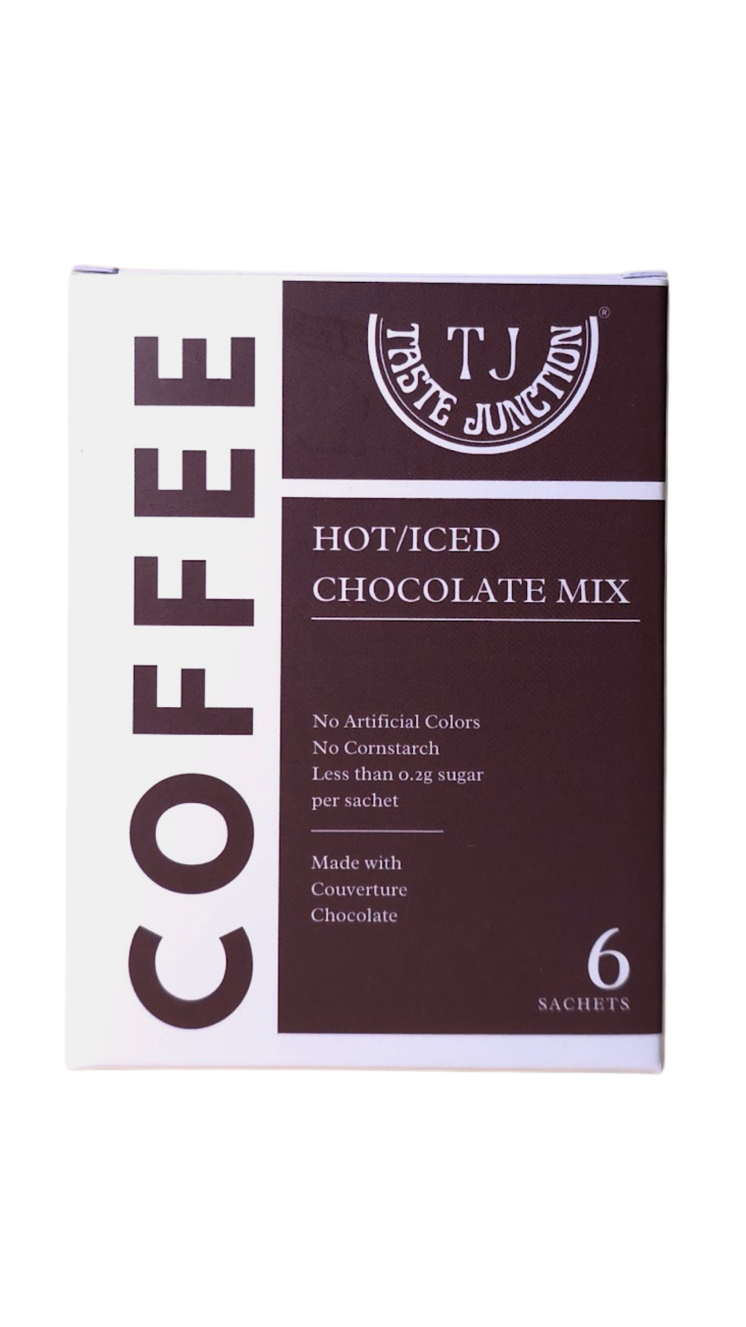 Taste Junction coffee and hot/iced chocolate mix packaging on a white background