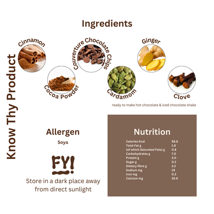 TASTE JUNCTION MASALA HOT/ICED CHOCOLATE MIX | 6 SACHETS | NO ADDED SUGAR | CORNSTARCH FREE