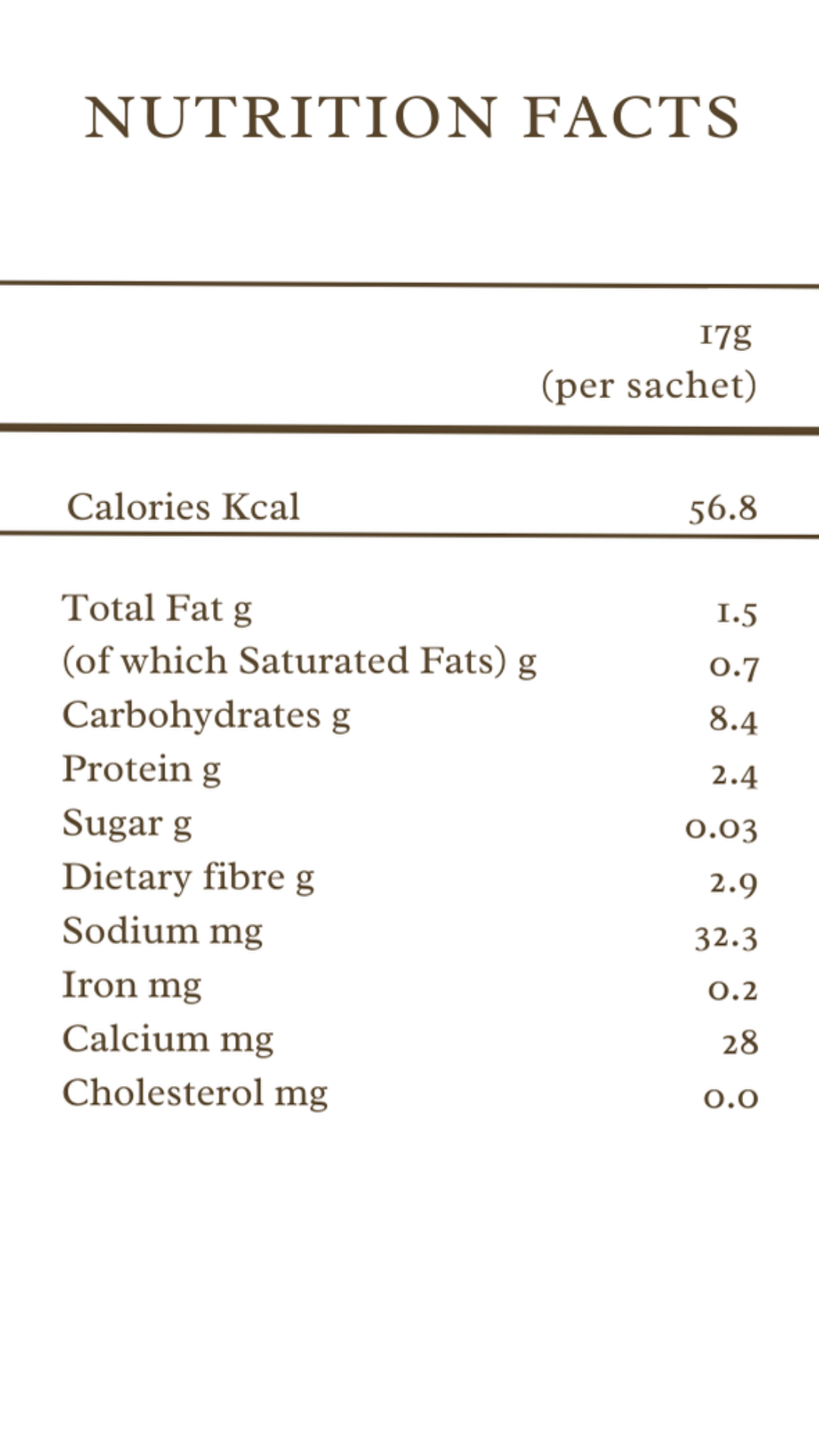 Citrus Nutrition facts label for a product with detailed nutritional information.