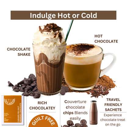 TASTE JUNCTION CARAMEL SEA SALT HOT/ICED CHOCOLATE MIX | 6 SACHETS | NO ADDED SUGAR | CORNSTARCH FREE